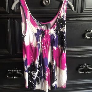 New York & Company Tye Die Purple Pink Sleeveless Blouse